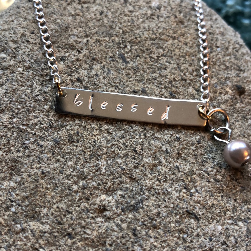 New Hand stamped Blessed necklace